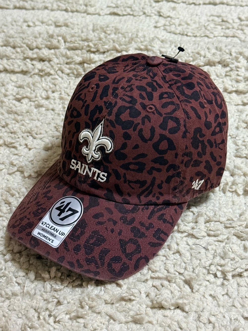New 47 Brand New Orleans Saints leopard print Clean Up Adjustable Hat